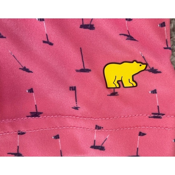 Jack Nicklaus Polo Shirt Mens XL Pink Golf‎ Flags AOP Stretch Athleisure - Picture 3 of 6